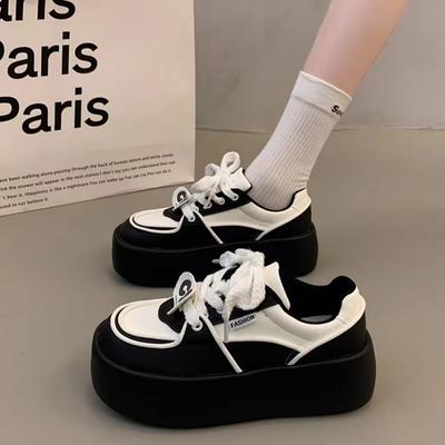Premium gevoel veelzijdige verhogende dikke zool schoenen dames nieuwe lente en herfst vrijetijdsport muffin schoenen