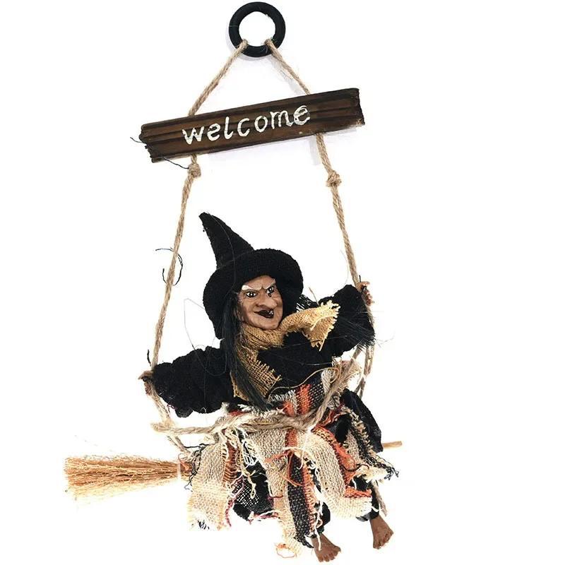 Witch Dolls Hanging Decor Ghost Witch Horror Scary Hanging Ghost Flying Witch Pendant Halloween DIY Party Ornaments Halloween
