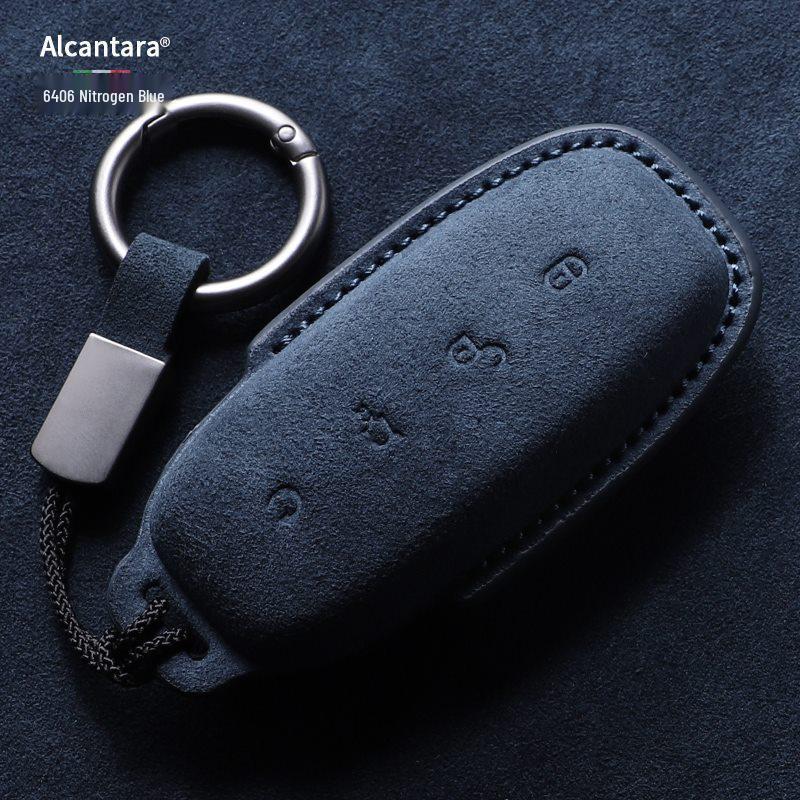 Full-Coverage Suede Key Case for BYD D9, N7, N8, and X with Side Snap Button