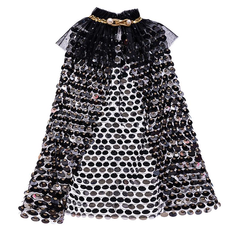 "Flitrový princeznovský plášť pro dívky se síťovaným límcem - Ideální na narozeniny a vystoupení"