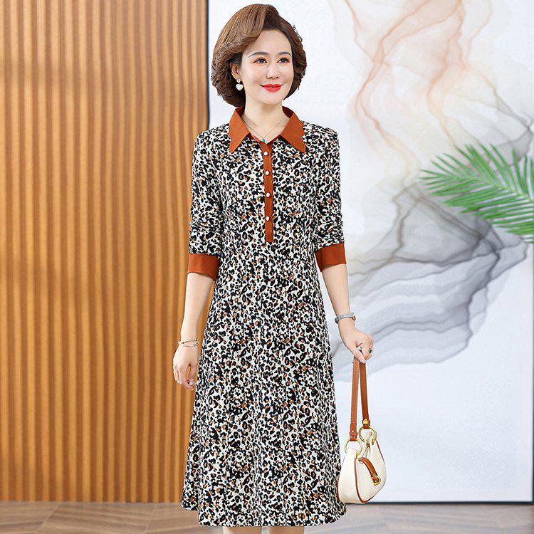 

Elegant Leopard Print Dress 2023: Stylish Spring & Autumn Wear for Middle-aged Women 4XL (Suggest 155-170 Jin)