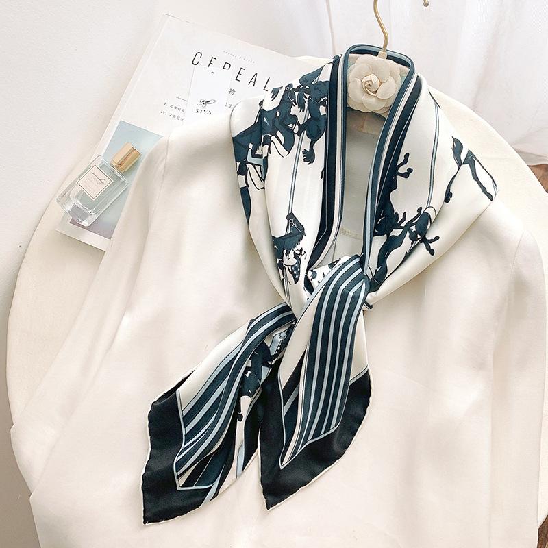 Summer new ink painter hand curling 91 square scarves in stock simulated silk twill temperament shawl manufacturer