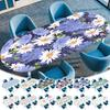 Oval Elastic Edged Waterproof TableCover Floral Printed Tablecloth Party Decor Reusable Kitchen Dining Table Cloth Wedding Decor