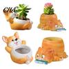 Einzigartige Katzen Geschenke für Frauen Fischfresser Pflanzgefäß, Niedlicher Blumentopf mit Drainage, Lustige Kleine Dekorations-Zimmerpflanzen Corgi Pflanzgefäß Sukkulenten,