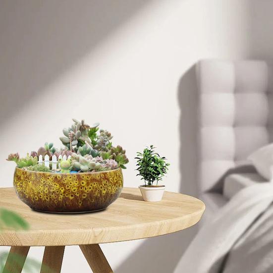 Keramik-Lotusschale für Wasserpflanzen, auslaufsicherer Hydrokultur-Blumentopf, Hochtemperatur-Keramikschale für Sukkulenten, Fischtank