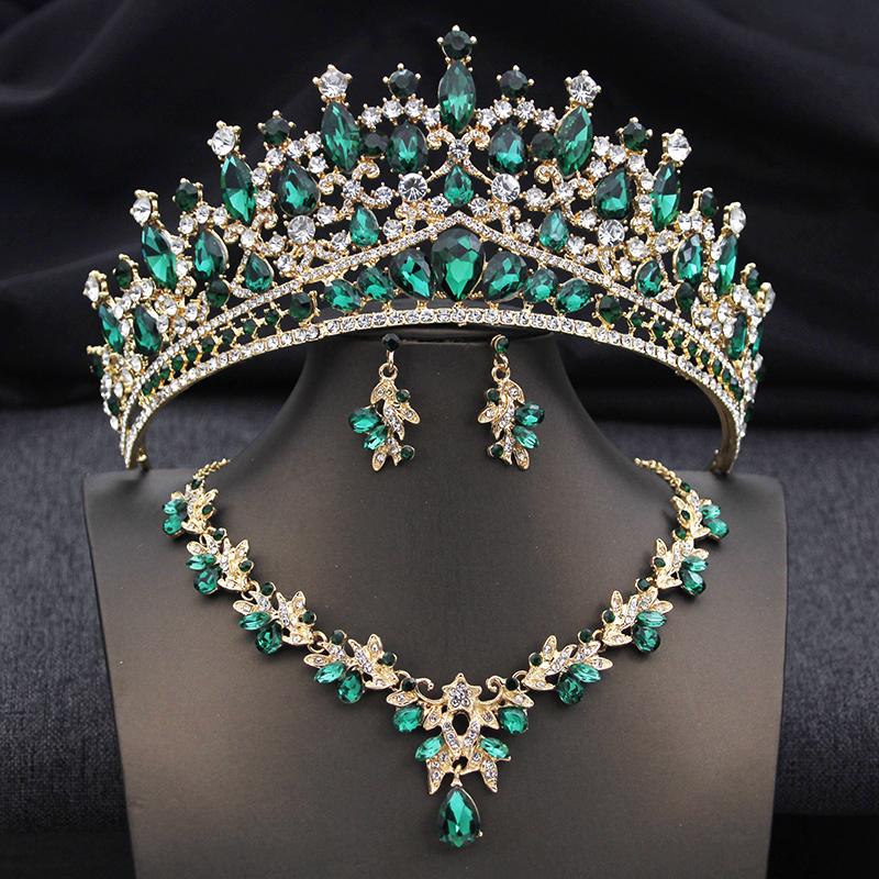 3 Pcs Wedding Crown Bridal Jewelry Sets for Women AB Tiaras and necklace earrings Prom Birthday Bride Tiaras and Crowns Set