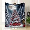 Christmas Tree Moon Snowflake Print Blanket Bedroom Blanket for Livingroom Couch Lunch Break Soft Throw for Friend's Festival Gift