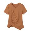 Weiß Kurzarm Baumwolle T Shirt Frauen Koreanische Kleidung Unregelmäßige T-shirts V-ausschnitt Casual Tee Shirt Femme Sommer Tops