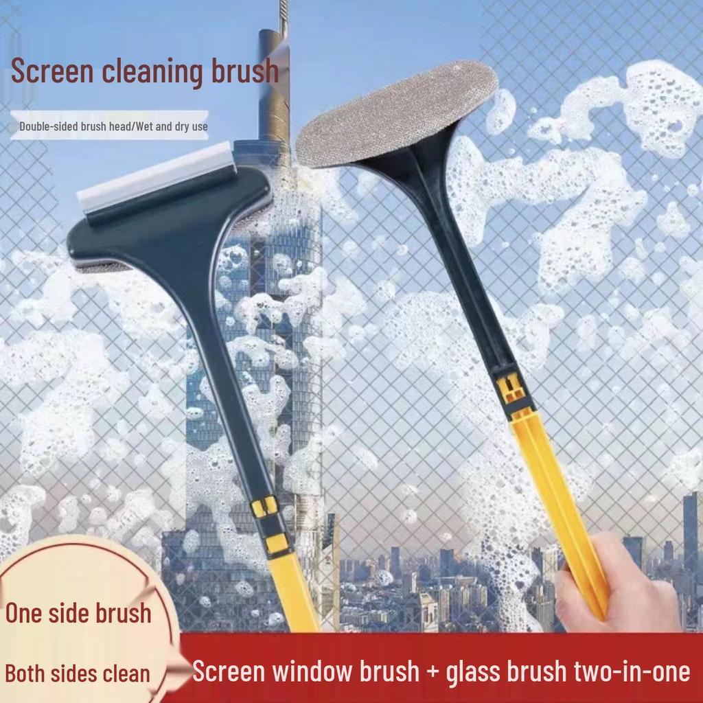 Multifunctional Double-Sided Window Screen Cleaning Brush with Long Handle