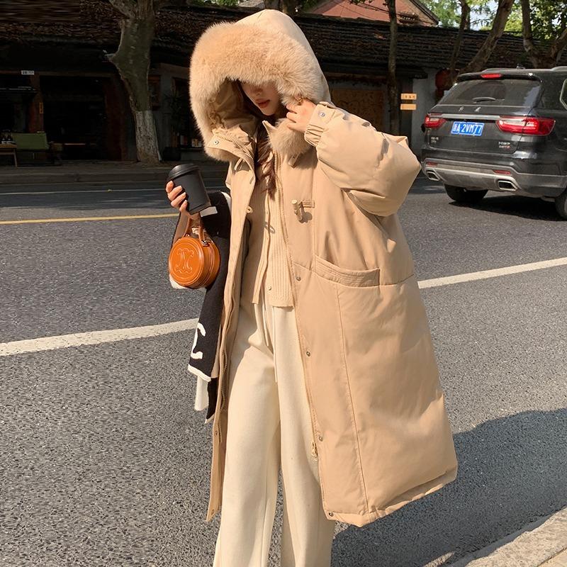 Down Cotton Coat Women's Mid-length New Year's Cotton Coat Korean Version Winter Thickened Knee-high Cotton-padded Jacket