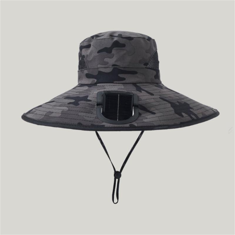 Solar Powered Cooling Hat With Solar Fan Adjustable Fan Breathable Neck Flap For Outdoor Fishing Camping Hiking