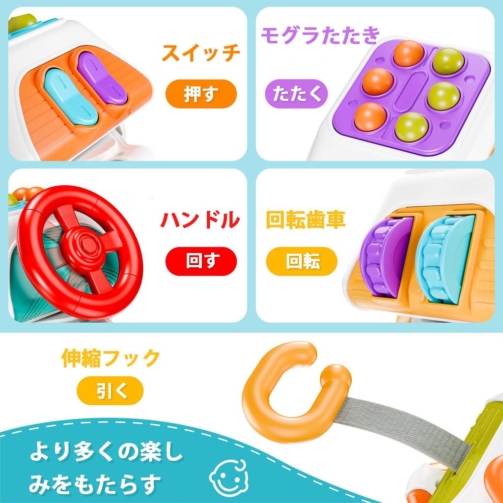 Bornoon Montessori Educational Toy, Decahedron Multifunctional Educational Toy, 10 in 1 Busy Board, Sensory Board, Key Toy, Educational Toy,