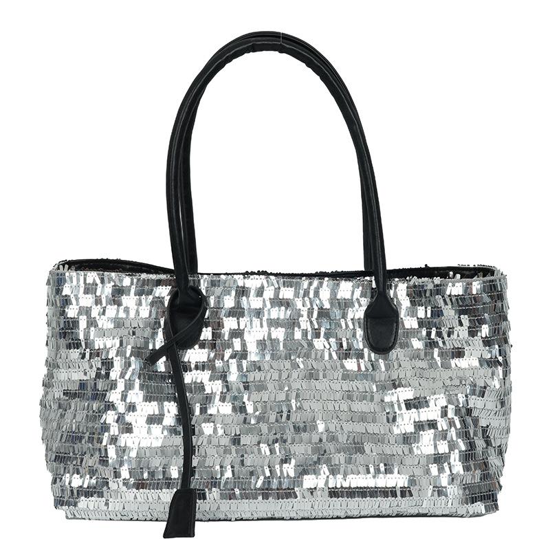 New silver sequined hand bag, personalized armpit bag, Spice Girl shoulder bag, tote bag.