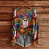Women's Fashion Long Sleeve Christmas Snowman Snowflake Print Jacket Cardigan