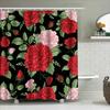 Beautiful Red Roses Flower Bath Shower Curtain Waterproof Washable Printing Decorative Rug Home Decoration (Multicolor)