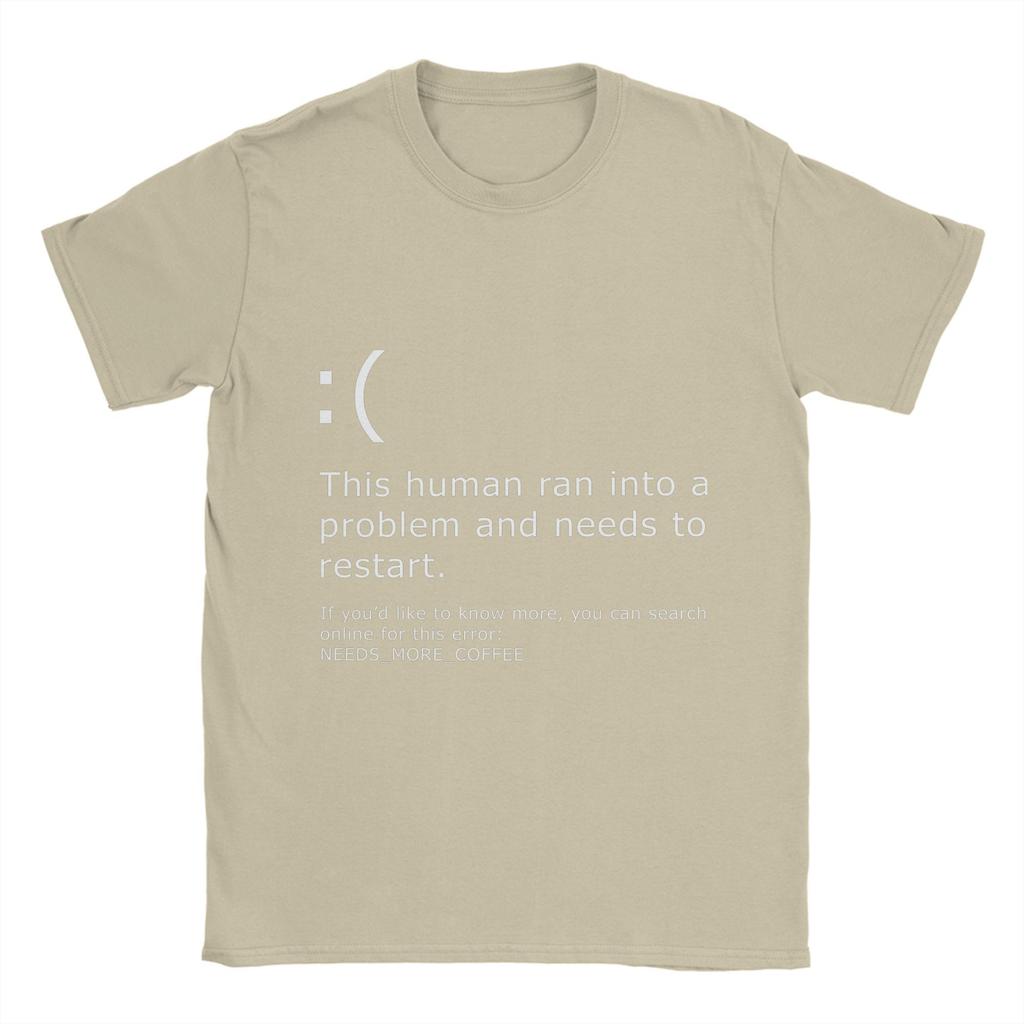 Blue Screen of Death T Shirts Men Cotton Vintage T-Shirts Crewneck  Tee Shirt Short Sleeve Tops Gift Idea