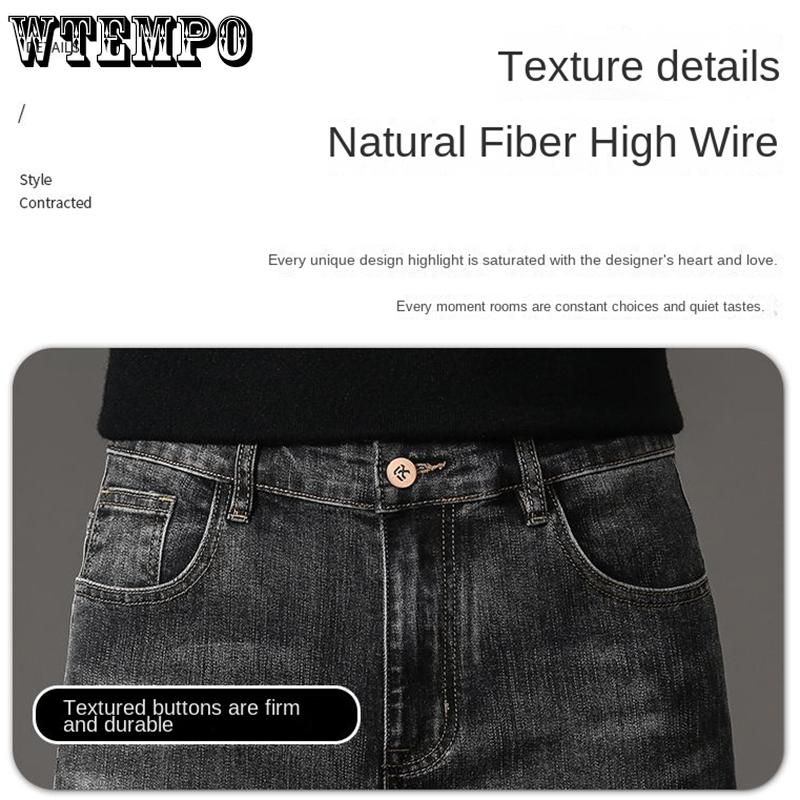 Men's Jeans Spring and Autumn Smoky Gray Jeans New Loose Simple Straight Pants Casual Versatile Men's Pants
