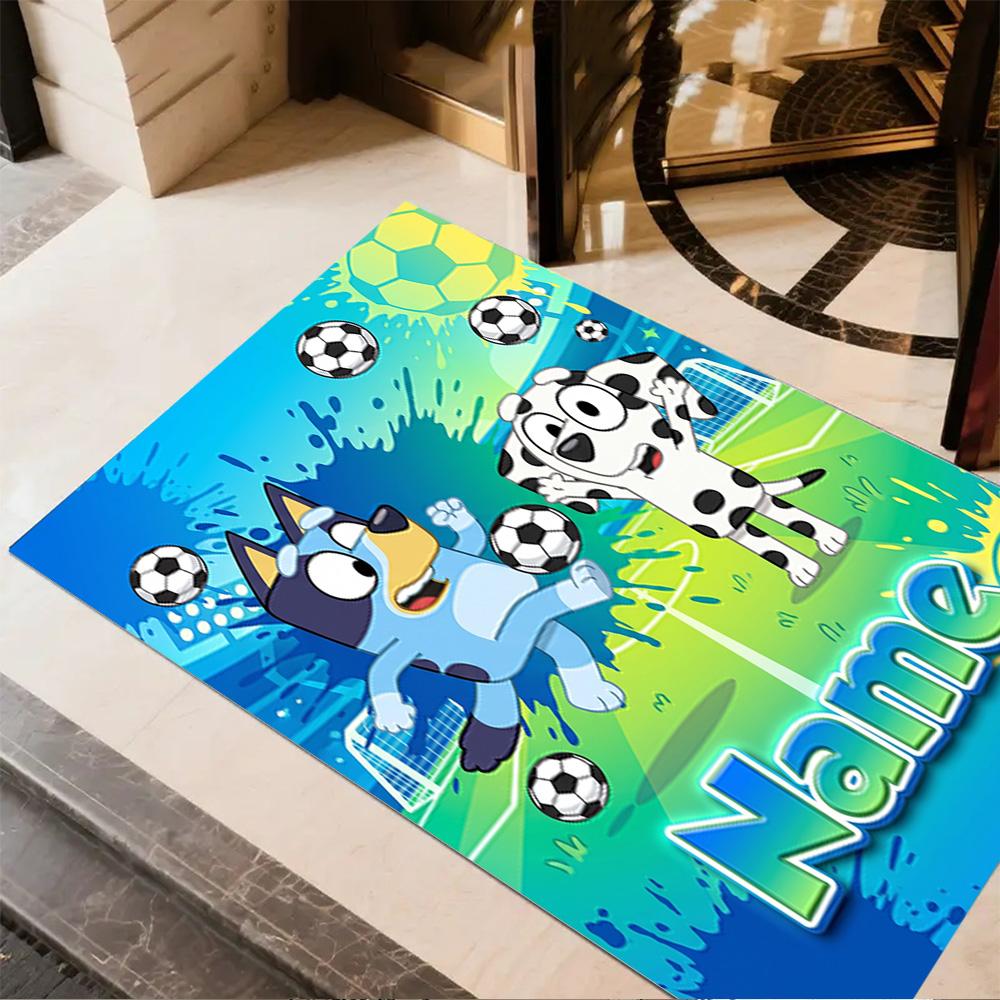 Football Fun Friends Personalized Name Area Rug Design for Kitchen Entryway Outdoor Dining Room Anti-slip Rug Anime Office Decor