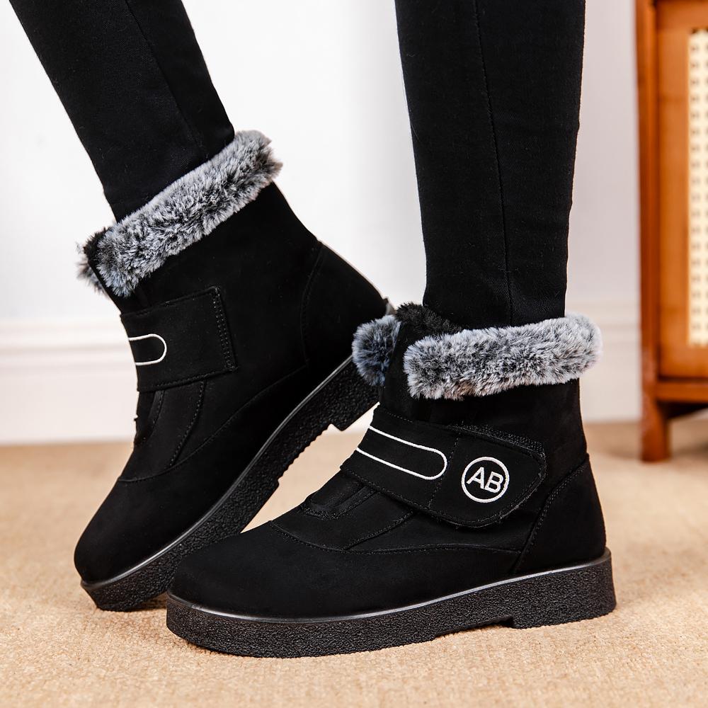 Snow Boots for Women Suede Winter Ankle Boots Woman Plus Size 43 Warm Thick Plush Cotton Shoes