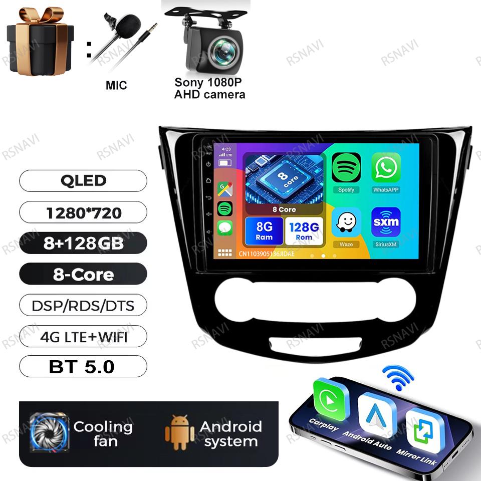 Car Radio Android 16 For Nissan Qashqai 2 J11 X-Trail T32 Rogue 2013-2021 Head Unit GPS Wireless Carplay Auto Autoradio DVD QLED