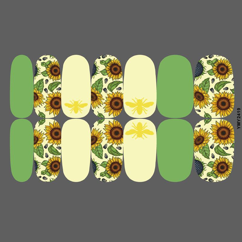 Sunflower Waterproof Nail Art Stickers - Full Cover Floral Series (YMY2414-2428)
