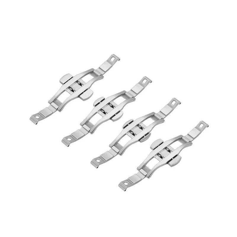 5 mm 6 mm automatische Butterfly-Uhrenschnalle aus Edelstahl, poliertes Band, silberner Orient-Knopf für Longines Double Push-Zubehör