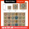 24Pcs/Set Mandala Style Ceramics Wall Sticker Waterproof Vintage Tile Decoration Film 10/15/20cm Moisture-proof