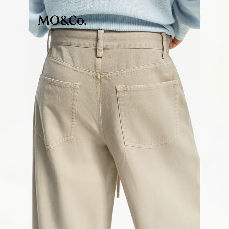 MO&Co. Women's Low-Rise Loose-Fit Wide-Leg Curved Trousers