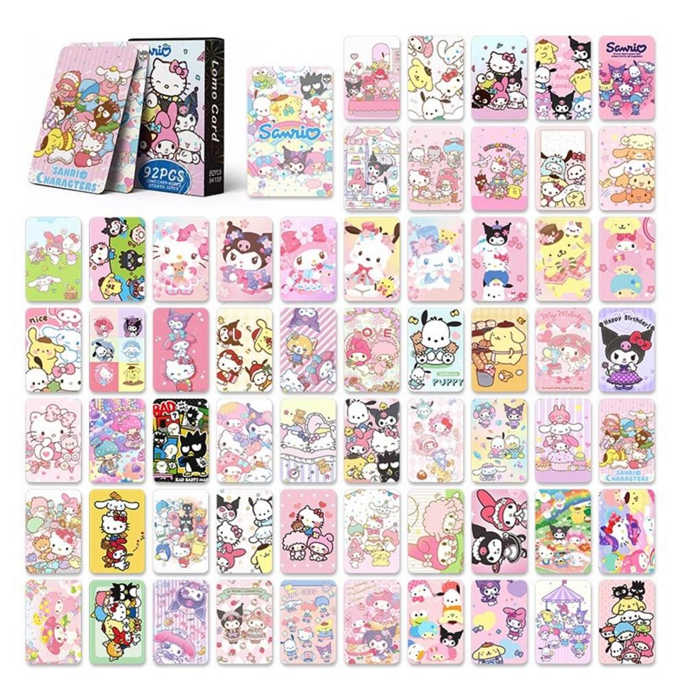 Sanrio Photocard Goods LOMO Illustration Photocard 60pcs + Mini Sticker 32pcs, Party, 1ea
