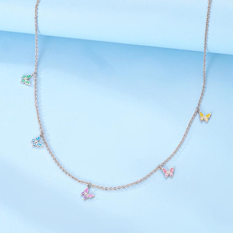Collana Argento 925 Dreamcatcher Piastra Pittorica Collana Farfalla Adatta Charms Originali Gioielli Raffinati Fai da Te Moda Donna