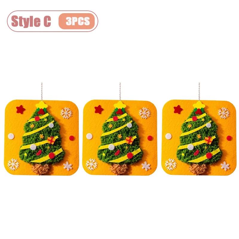 Christmas DIY Felt Craft Sewing Kit for Kids Non Woven Fabric Handmade Ornament Material Pack Kindergarten  Small Gift