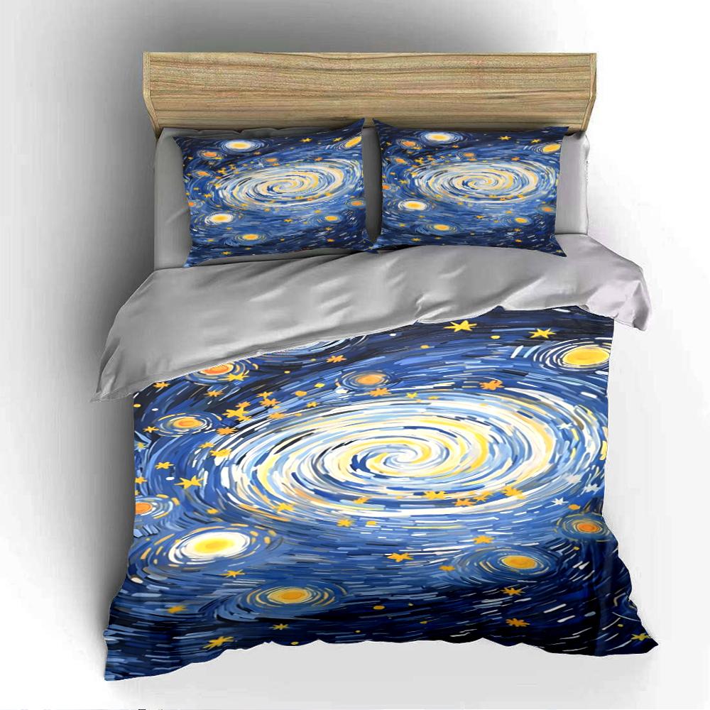 Starry Night Themed Bedding Set Bedding set (1 duvet cover, 2 pillowcases, duvet not included)