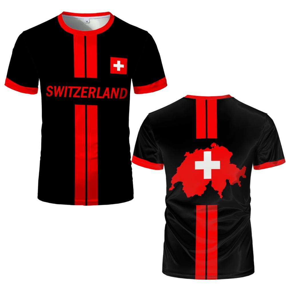Swiss Flag 3D Printed Jersey Summer Youth Breathable Quick-drying Soccer Training Uniform Men's And Women's Sports T-shirts