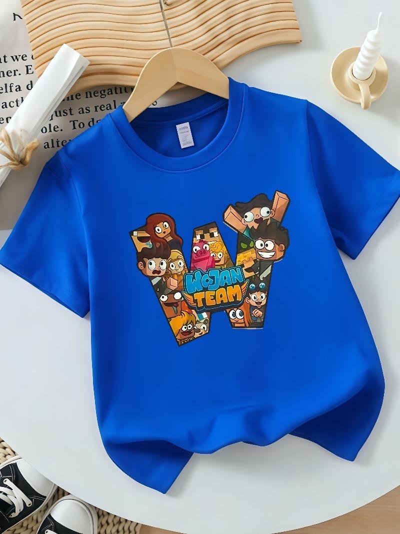 Children s WOJAN TEAM cartoon character printed summer casual   comfortable short-sleeved shirt 100