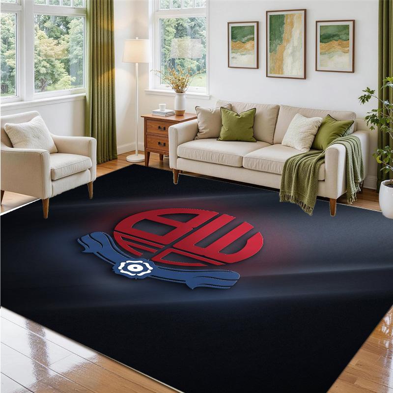 Bolton Wanderers FC Design Crystal Velvet Rug Soft Decorative Mat for Bedroom Entrance