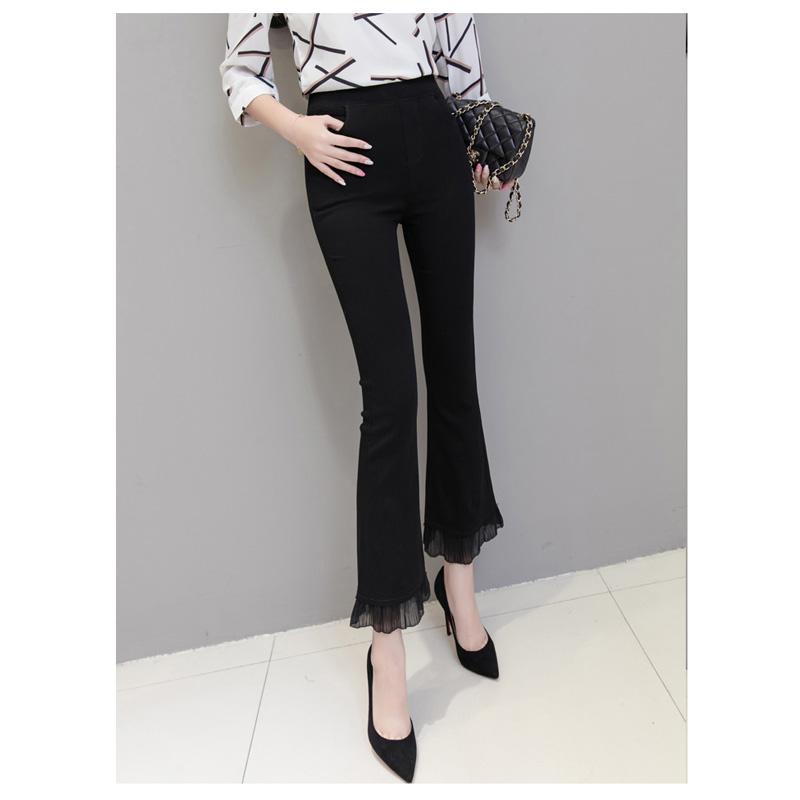 Korejská móda streetwear léto s vysokým pasem Dámské patchworkové volánky Capris kalhoty pro ženy flare kalhoty dámské kalhoty