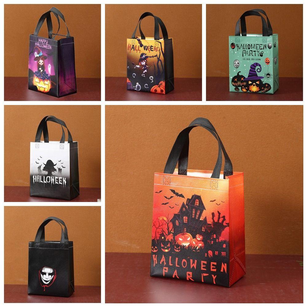Cartoon Halloween Non-woven Handbag Printed Pumpkin Creative Bag Trendy Halloween Gift Bag  Gifts