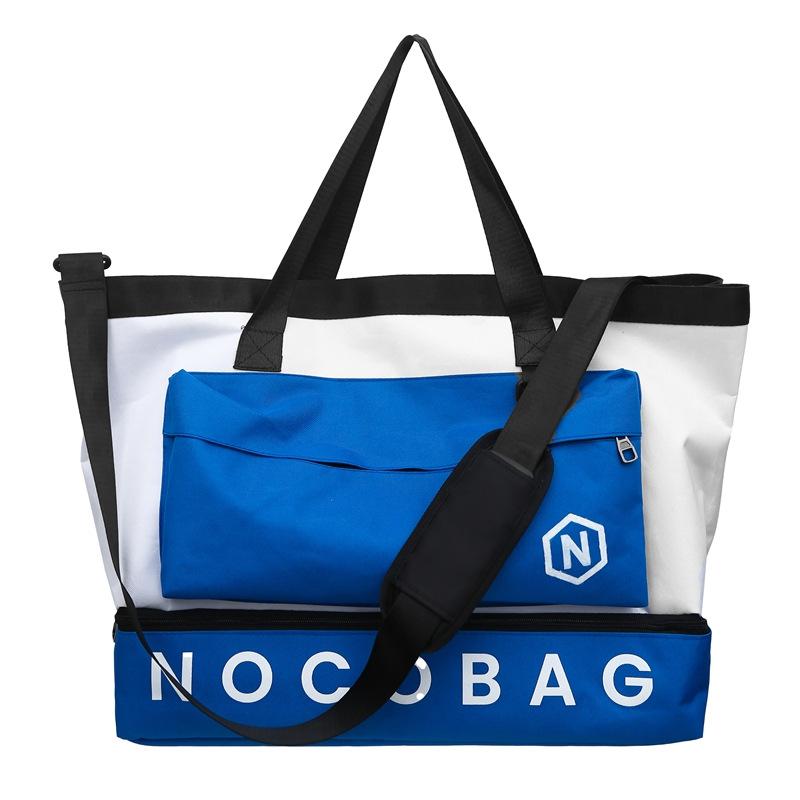 Contrasting color travel luggage bag men s oversized capacity portable travel storage bag men s trendy shoulder sports fitness bag