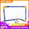 Foldable Boys Soccer Toys Training Practice Soccer Ball Goal Post Net with Pump Football Goal Post Net Indoor Outdoor Games Kits