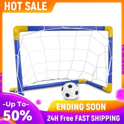 Foldable Kids Football Goal Training Practice Movable Boys Soccer Toys with Pump Football Goal Post Net Indoor Outdoor Games Set