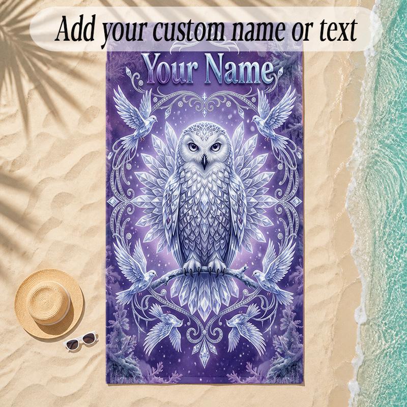Birds Theme Soft Beach Towel Personalized Custom Name Text Towel Portable for Beach Pool Travel