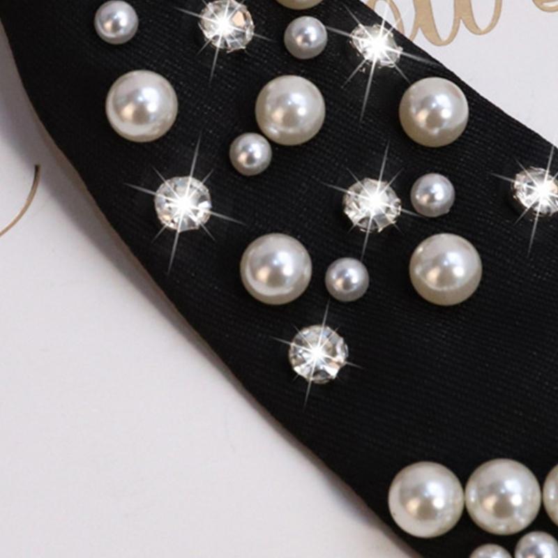Elegant Imitation Pearls Necktie For Men Polyester Business Prom Accessory Lightweight Comfortable Wrinkles Resistant