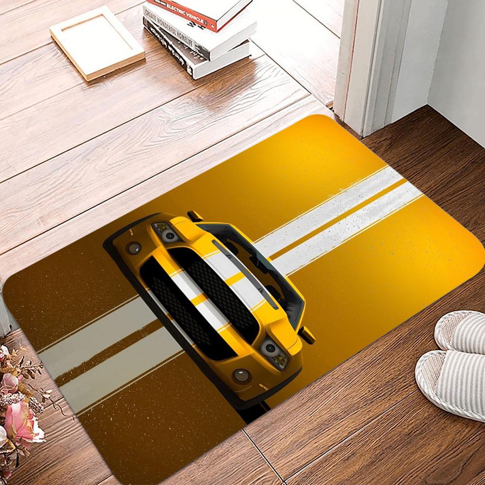 3D Red Sports Car Top View Area Mat Luxury Supercar Racing Design Non Slip Floor Rug for Garage Office Lover Decor