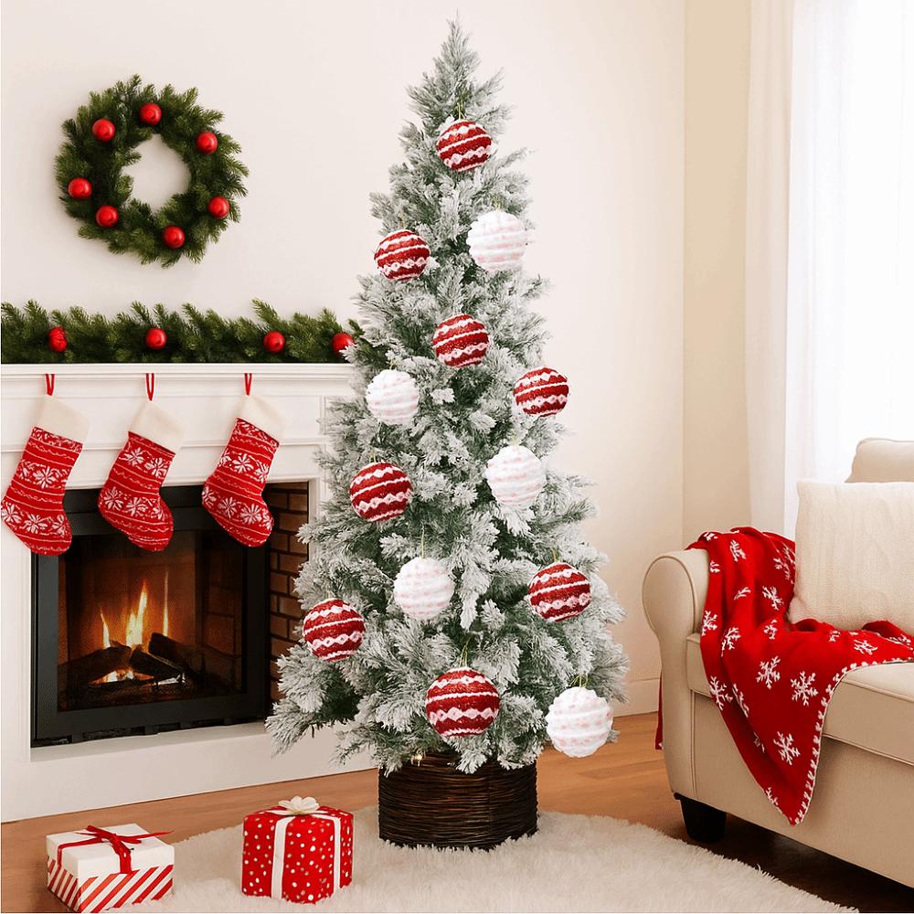Red White Christmas Balls Pendant Colorful Christmas Tree Pendant Christmas Hanging Balls  for Home