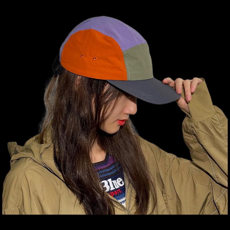 Quick-Dry Color-Blocked Flat-Brim Baseball Cap One Size