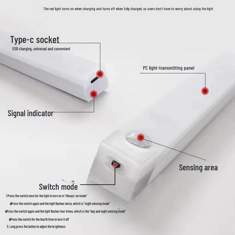 Wiederaufladbares LED-Bewegungssensor-Lichtleisten für Schränke, Garderoben oder Schuhregale