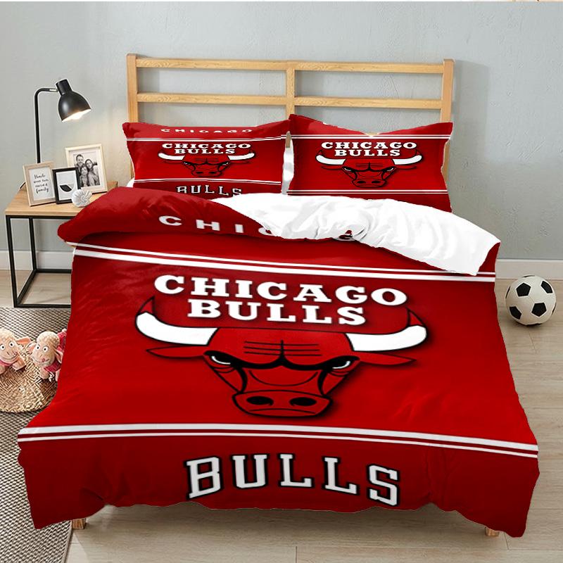 Red Bulls Basketball 3PCS Bedding set,Ideal for 1pc Duvet Cover And 2pcs Pillowcases Perfect for Fan gift,Ideal for Bedroom, Dormitory