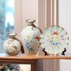 Set of 3 Ceramic Vases and Tray Gift Set Modern Design Decorative Flower Container for Office Desk Bookcase Display
