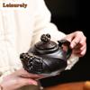 400 ml chinesische Yixing-Teekannen aus lila Ton, handgefertigt, Roherz, Schwarzgold-Sandkessel, hochwertige Zisha-Teeset-Kollektion