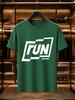 2026 New Arrival 100 Cotton Tshirt Run Irregular Frame Letter With Just4fun Small Text Print Crew Neck Unisex Sports Loose Casual